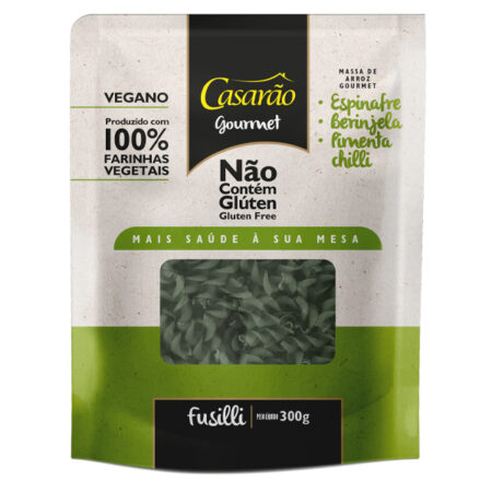 Fusilli de Espinafre e Berinjela sem Glúten 300g - Casarão