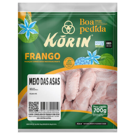 Meio das Asas de Frango Sem Transgênicos 700g - Korin