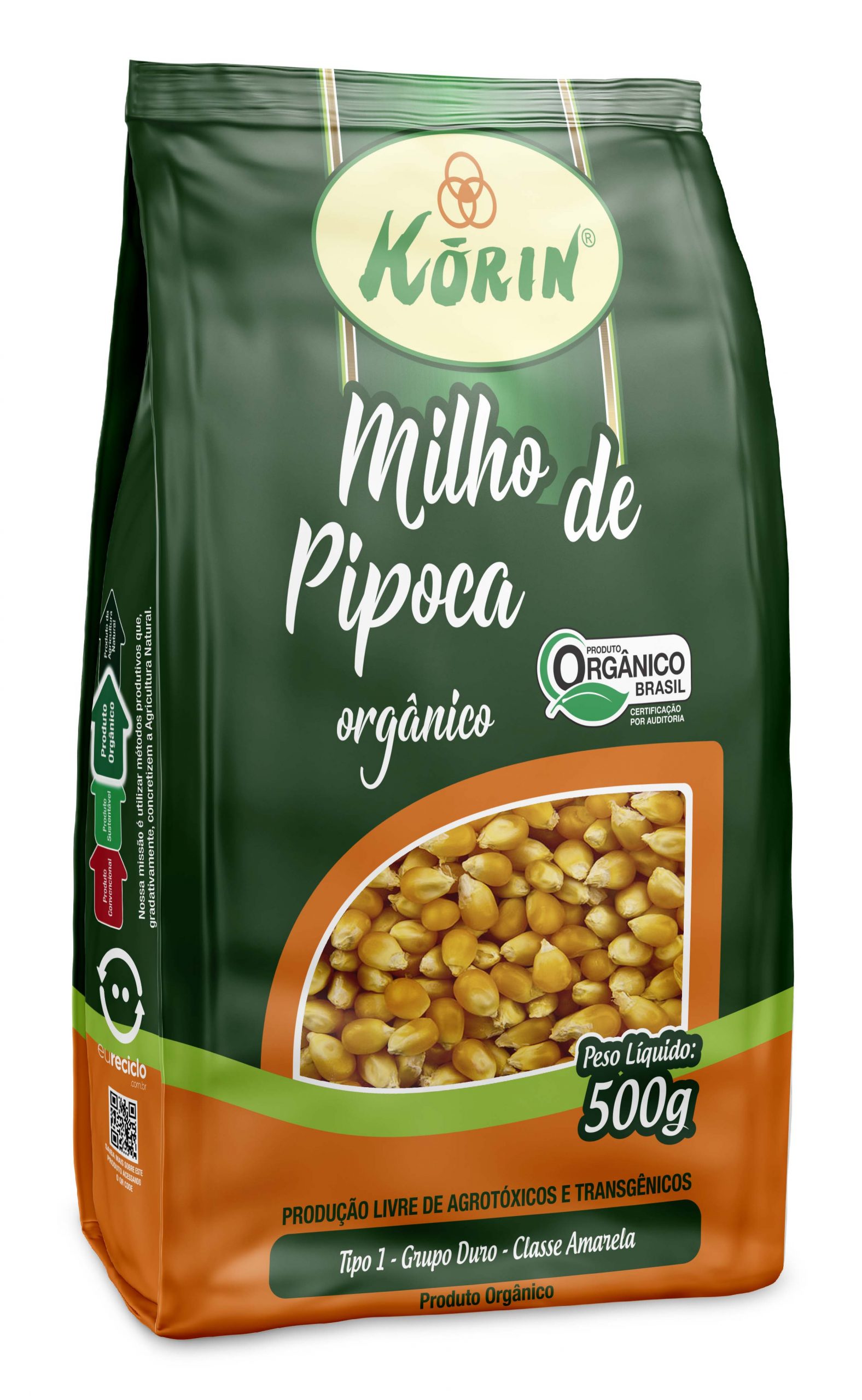 Exclusive Mockups for Branding and Packaging Design Milho de Pipoca Orgânico 500g - Korin
