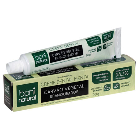 Creme Dental com Carvão Ativado e Menta 90g - Boni Natural