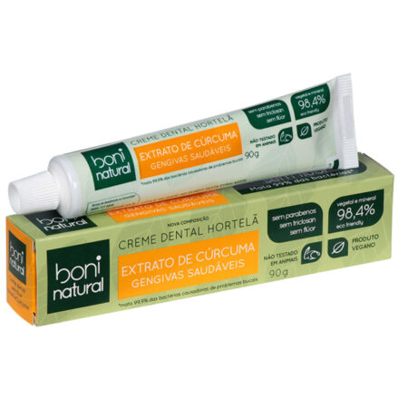 Creme Dental Natural com Cúrcuma e Hortelã 90g - Boni Natural