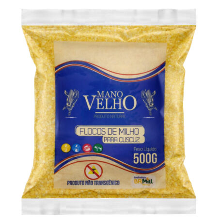 Flocos de Milho não transgênico para Cuscuz 500g - Mano Velho