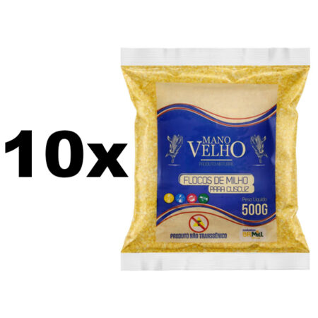 Kit 10 Flocos de Milho 500g sem transgênico - Mano Velho