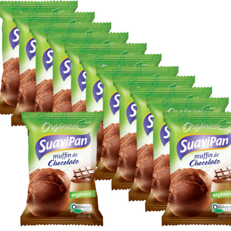Kit 12 unidades Muffin de Chocolate Orgânico 40g - SuaviPan