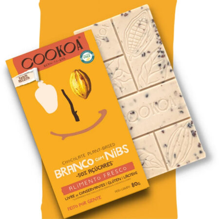 Chocolate Branco com Nibs 80g - Cookoa