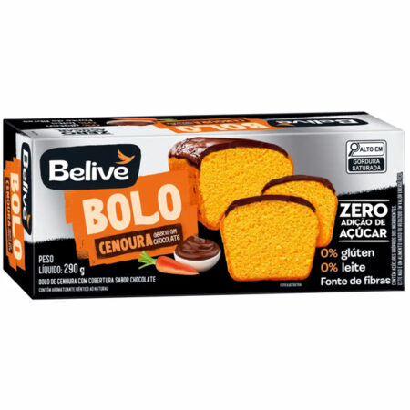 Bolo de Cenoura com Chocolate sem Glúten e sem Açúcar 290g - Belive