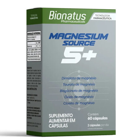 Magnésio 5 tipos (Dimalato, taurato, bisglicinato, óxido e cloreto) 60 Cápsulas - Bionatus