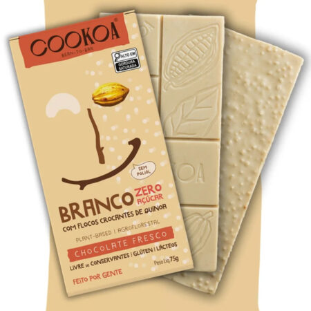 Chocolate Branco com Flocos de Quinoa 75g - Cookoa
